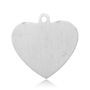 10pcs Heart Shaped Stamping Blank Tag Pendants 33x34x1mm