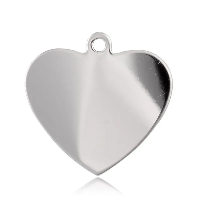 10pcs Heart Shaped Stamping Blank Tag Pendants 33x34x1mm