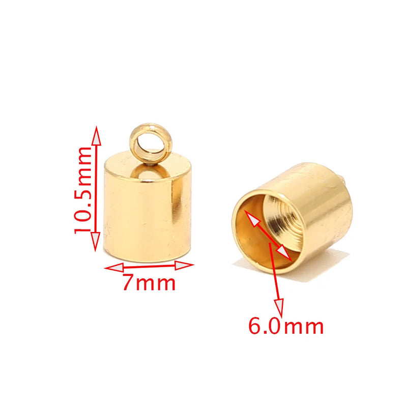 10pcs Stainless Steel Cord End Cap Barrel Clasp 5mm