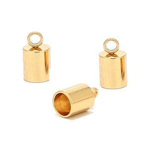 10pcs Stainless Steel Cord End Cap Barrel Clasp 5mm
