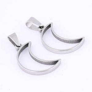 10pcs Stainless Steel Moon Charm Open Bezels for Resin Jewelry Making Supplies