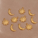 10pcs Stainless Steel Moon Sun Charms DIY Jewelry Crafts Supplies