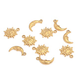 10pcs Stainless Steel Moon Sun Charms DIY Jewelry Crafts Supplies