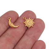 10pcs Stainless Steel Moon Sun Charms DIY Jewelry Crafts Supplies