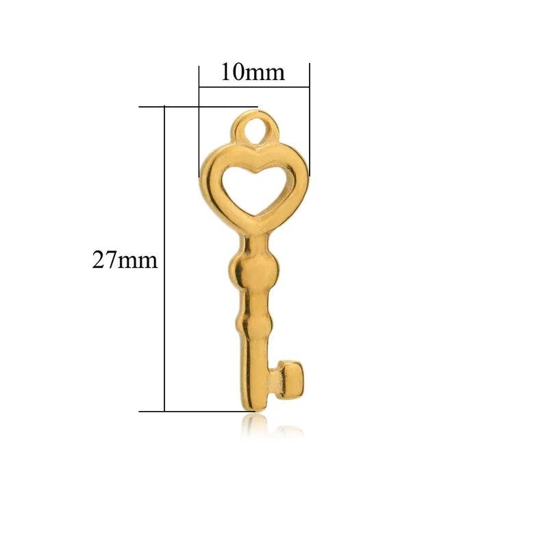 10pcs Stainless Steel Pendant Charms Key Heart Star for Diy Jewelry Making
