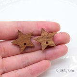 10pcs Stainless Steel Pin Wood Earring Findings Round Squre Star Oval