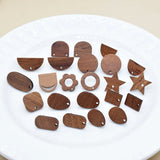 10pcs Stainless Steel Pin Wood Earring Findings Round Squre Star Oval