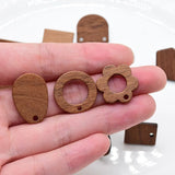 10pcs Stainless Steel Pin Wood Earring Findings Round Squre Star Oval