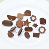 10pcs Stainless Steel Pin Wood Earring Findings Round Squre Star Oval