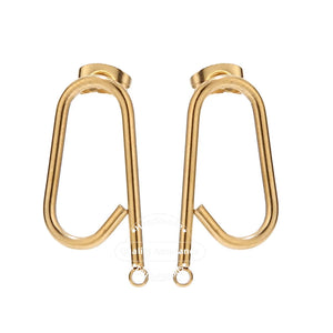 10pcs Stainless Steel Q Earring Stud Ear Post with Loop U Shape