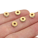 10pcs Stainless Steel Rhinestone Beads 7mm Crystal Rondelle Spacer