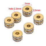 10pcs Stainless Steel Rhinestone Beads 7mm Crystal Rondelle Spacer