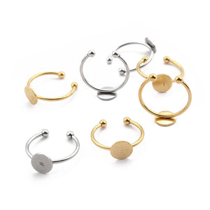 10pcs Stainless Steel Ring Base 8mm Blanks Tary Base Bezels For Rings Making