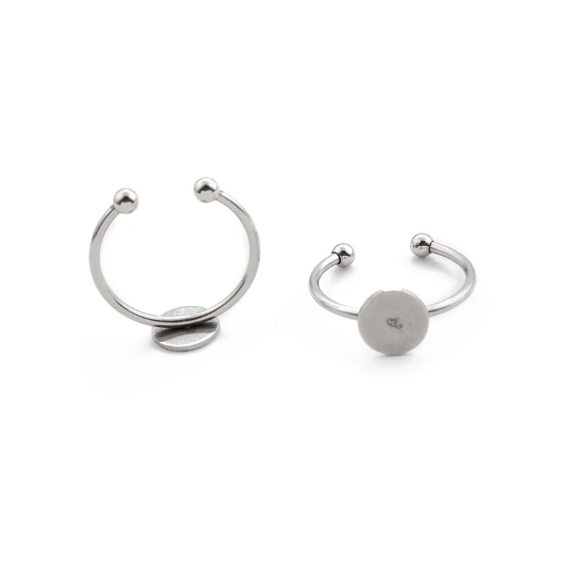10pcs Stainless Steel Ring Base 8mm Blanks Tary Base Bezels For Rings Making