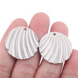 10pcs Stainless Steel Round Disc Scallop Earrings Charms Pendants Tags Coin