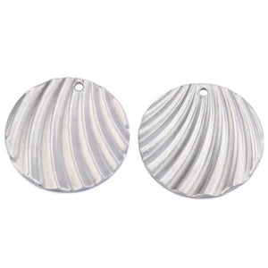 10pcs Stainless Steel Round Disc Scallop Earrings Charms Pendants Tags Coin