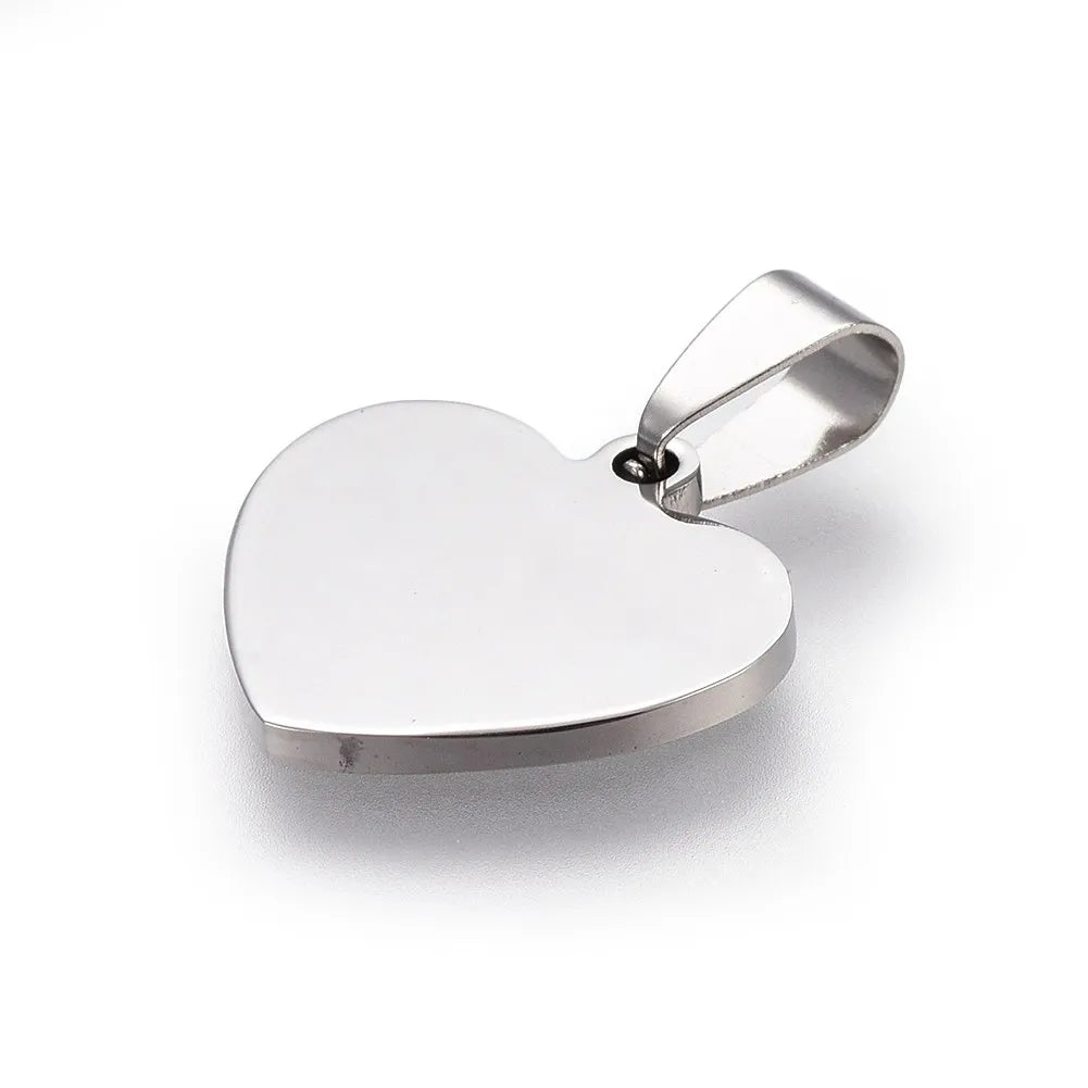 10pcs Stainless Steel Heart Pendant Charms for DIY Jewelry Making