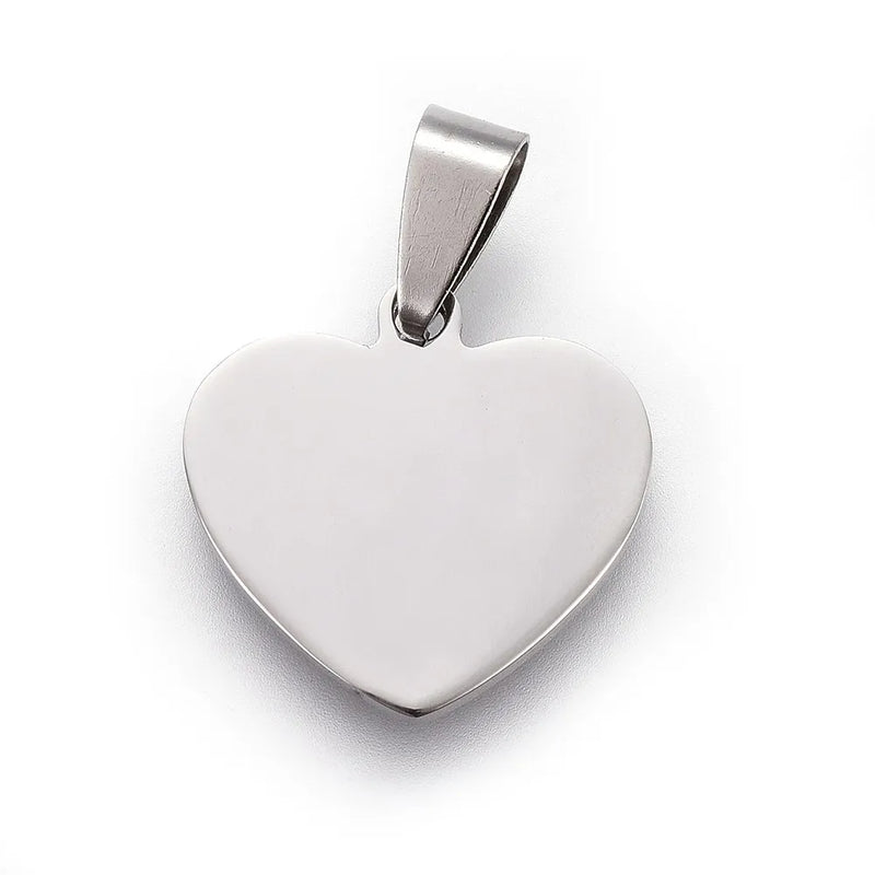 10pcs Stainless Steel Heart Pendant Charms for DIY Jewelry Making