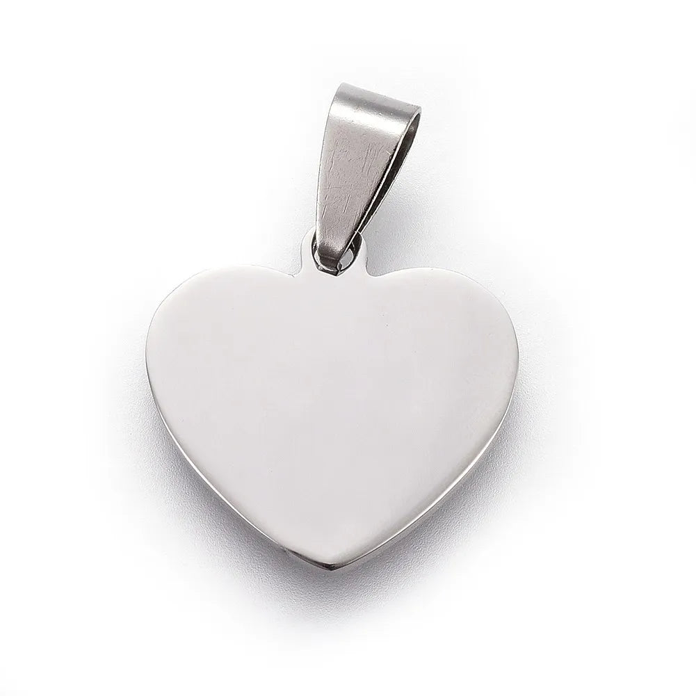 10pcs Stainless Steel Heart Pendant Charms for DIY Jewelry Making