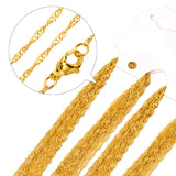 10pcs Thin Stainless Steel Water Wave Necklace Chain 4 Colors with Lobster Clasp
