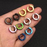 10pcs Stainless Steel Wide 4mm Hoop Earrings Cuff Ear Clip On Men Women
