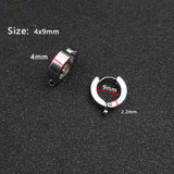 10pcs Stainless Steel Wide 4mm Hoop Earrings Cuff Ear Clip On Men Women