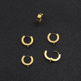 10pcs Stainless Steel Wide 4mm Hoop Earrings Cuff Ear Clip On Men Women