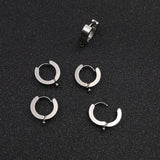 10pcs Stainless Steel Wide 4mm Hoop Earrings Cuff Ear Clip On Men Women