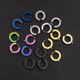 10pcs Stainless Steel Wide 4mm Hoop Earrings Cuff Ear Clip On Men Women