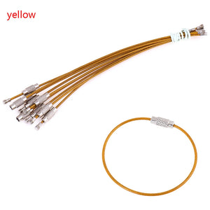 10pcs Stainless Steel Wire Keychain Ring Keyring Circle Rope Cable Loop