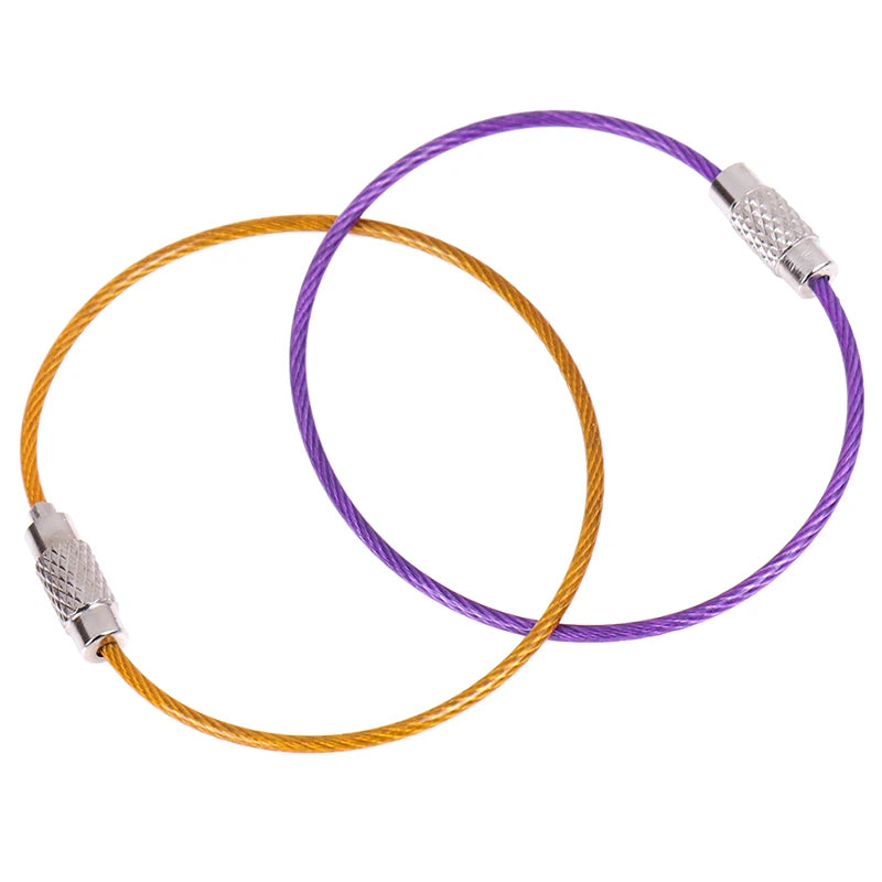 10pcs Stainless Steel Wire Keychain Ring Keyring Circle Rope Cable Loop