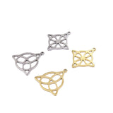 10pcs Stainless Steel Leaves Coin Dangling Charm Pendant