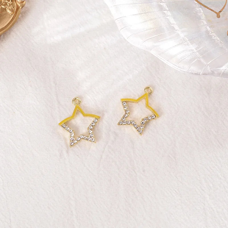 10pcs Star Pendant Charms Crystal Hollow Pendant Charms for Diy Jewelry Making