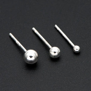 10pcs Sterling Silver Ball Ear Post, .925 Silver Earring Post