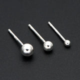 10pcs Sterling Silver Ball Ear Post, .925 Silver Earring Post