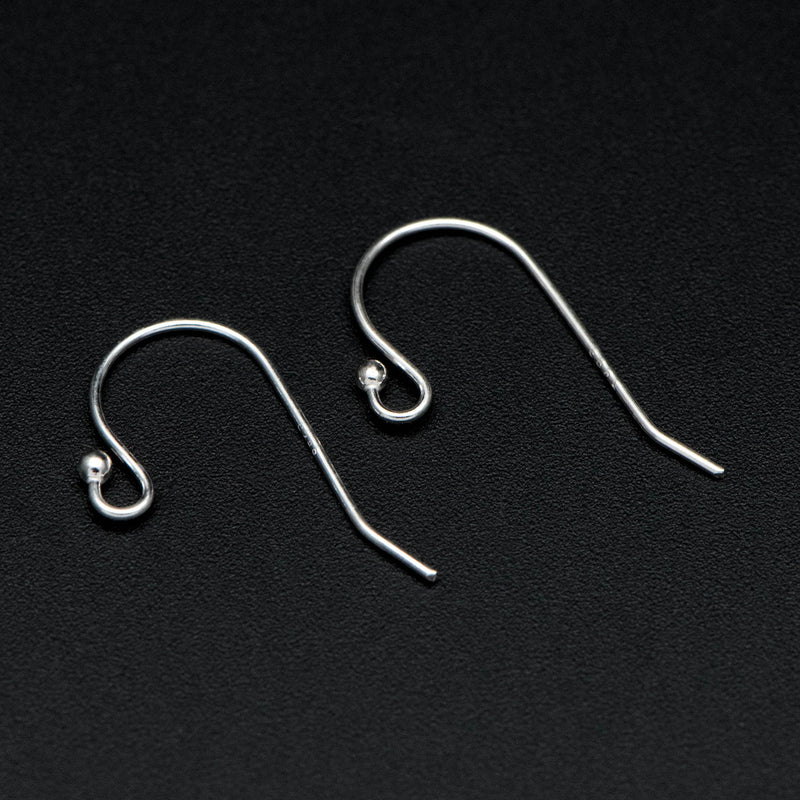 10pcs 925 Silver Earring Hooks with Ball End 20x10mm