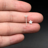 Sterling Silver Star Stud Earrings, CZ Ear Findings