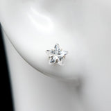 Sterling Silver Star Stud Earrings, CZ Ear Findings
