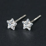 Sterling Silver Star Stud Earrings, CZ Ear Findings