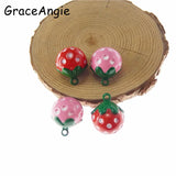 10pcs Strawberry Jingle Bells Sweety Necklace Pendant Charms