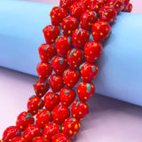 10pcs Strawberry Shape Lampwork Beads 12x15mm Glass Jewelry Spacer Accessori