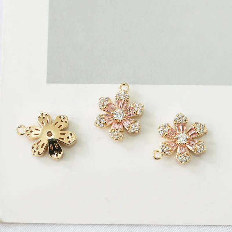 10pcs Sweet Flower Charms for Earrings Bracelet DIY Geometric Pendant