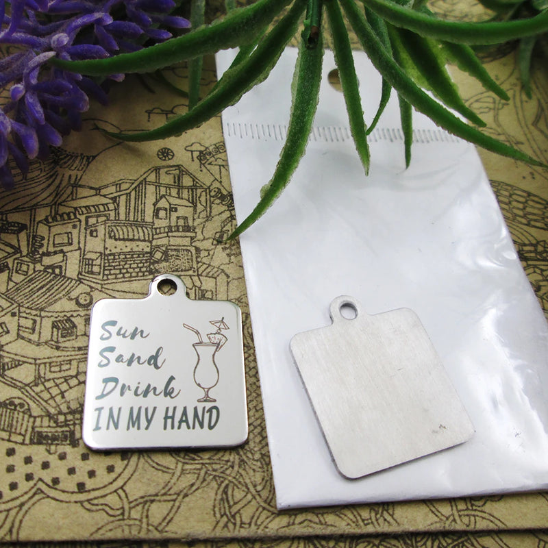10pcs "Sun Sand Drink in Hand" Charms Pendant for DIY Jewelry Making