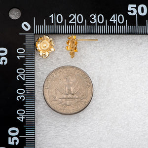 10pcs Sunflower Earring Posts Plated Brass Floral Stud Earring with Loop