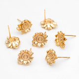 10pcs Sunflower Earring Posts Plated Brass Floral Stud Earring with Loop