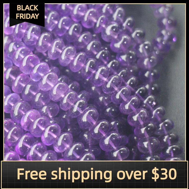 10pcs Super Finest Purple Amethyst Rondelles 6.5-9.5mm