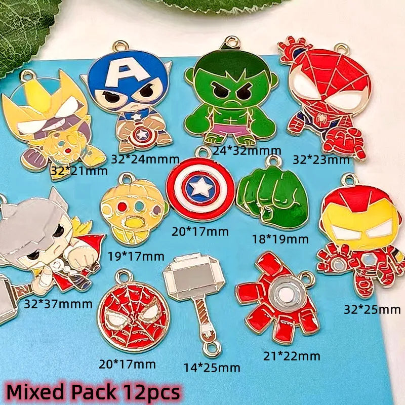 10pcs Hero Charm Enamel Movie Pendant Keychain Necklace Jewelry Supplies