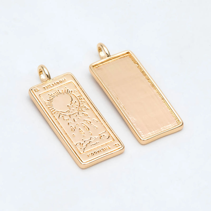 10pcs Tarot Card The Moon Charm Rectangle Pendant