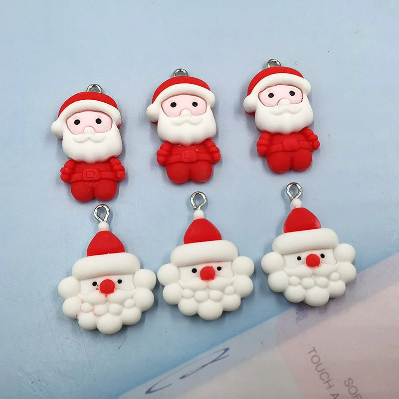 10pcs Santa Claus Head Charms for Jewelry Making