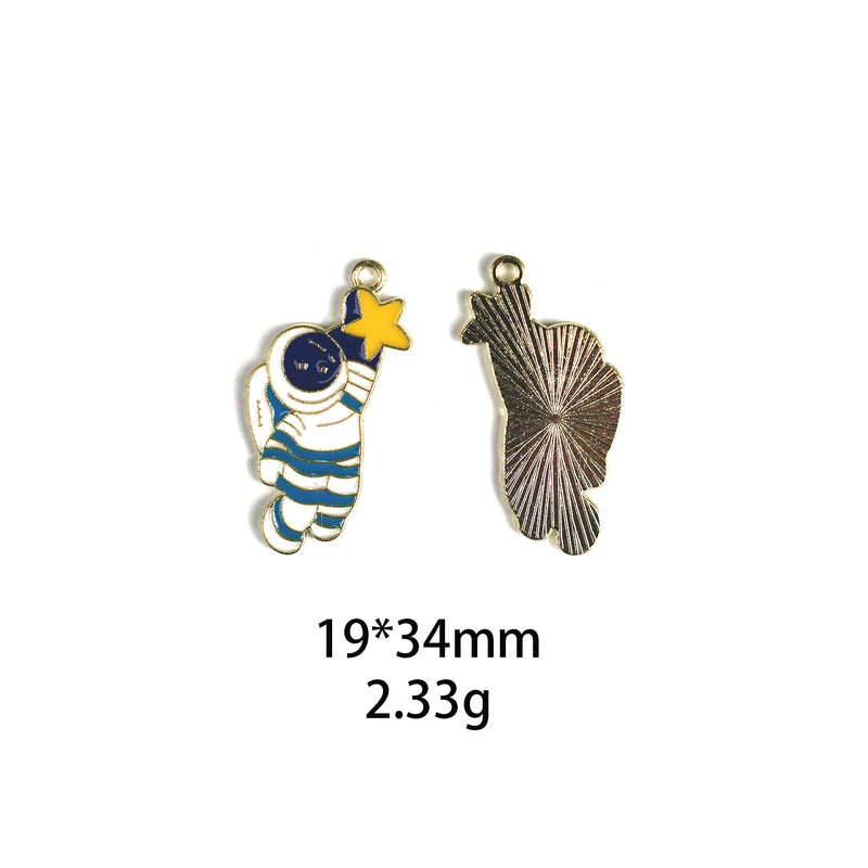10pcs Walking Astronauts Charms DIY Metal Enamel Pendants for Jewelry Making
